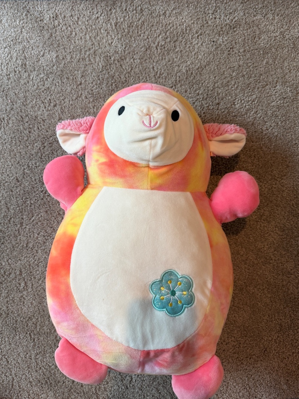 Tie-Dye Pink Hugmees Squishmallow, Yus the Sheep! Great condition.
